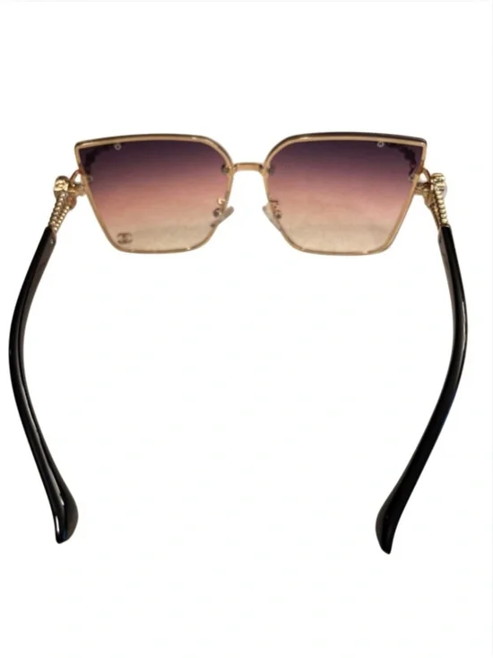 SUNGLASSES: Luxury Pink Ombré & Golden Gradient Oversized w/Monogram, NWOT - Picture 11 of 17